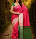 :      KOTHARI Self Design Bandhani Organza Saree  (Pink)