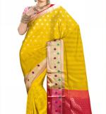 KOTHARI SKT Embellished Bandhani Organza Saree  (Yellow)