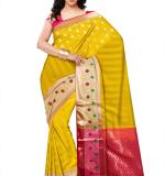 KOTHARI SKT Embellished Bandhani Organza Saree  (Yellow)