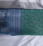 :  Fix color  Coper blue  Saree New ( Green silver  )