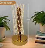 Crystal Table Lamp,Mettalic Gold,Touch Control,3 in 1 LED Light
