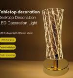 Crystal Table Lamp,Mettalic Gold,Touch Control,3 in 1 LED Light