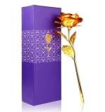 24k Artificial Golden Rosegold Red Rose With Gift Box (10 Inches)