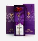 24k Artificial Golden Rosegold Red Rose With Gift Box (10 Inches)