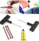 Puncture Repair Kit Tubeless Tyre Full Set With Nose Pliers Rubber Cement And Extra Strips For Cars Bikes