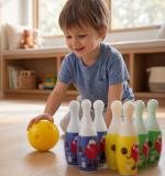 Kids Bowling Set With 6 Colorful Pins And 2 Balls (1 Set)