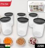 Air Tight Kitchen Storage Container For Rice Dal Atta Bpa-free Flour Cereals Snacks Stackable Modular Round. (Approx - 1100ml Set Of 6pcs)