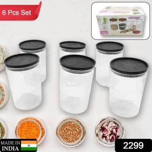 Air Tight Kitchen Storage Container For Rice Dal Atta Bpa-free Flour Cereals Snacks Stackable Modular Round. (Approx - 1100ml Set Of 6pcs)