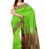 Banarasi Silk Blend Saree  (GREEN) Art Silk Sarees
