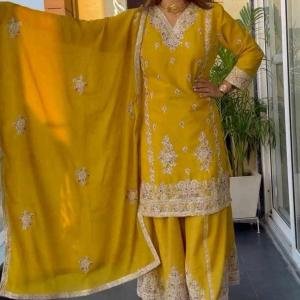 Yellow Heavy Chinnon Dress