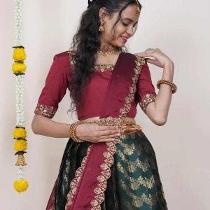 Green Kanjiveram Silk Zari Lehanga
