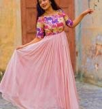Pink Handwork & Kalamkari Print Gown