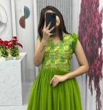 Green Embroidered Gown