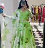 Green Fox Georgette Lehenga