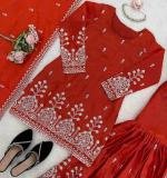 Premium Fabric And Designer Orange Dress