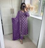 PURPLE FOX GEORGETTE TOP AND PENT WITH DUPATTA