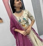 Wedding Wear Beautiful Lehenga With Wine Dupatta
