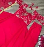 Red Embroidered Gown