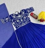 Blue Fox Georgette Embroidered Gown