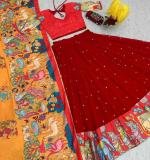 Red Kalamkari Print Lehenga