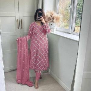 FOX GEORGETTE TOP AND PENT WITH DUPATTA