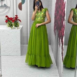 Green Embroidered Gown