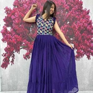 Blue Embroidered Gown