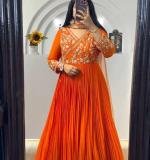 Orange Fox Georgette Gown