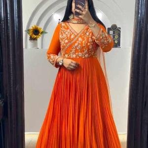 Orange Fox Georgette Gown