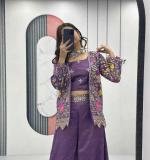 Wine Pure Tissue Simmer Party Wear Dress