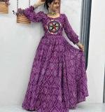 Purple Bandhani Print Gown