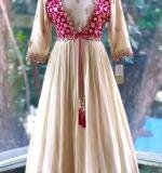 Bandhej Gown With Attach Shrug