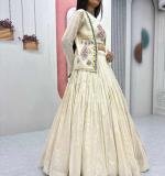 Pure Tissue Simmer Real Handwork and Read Diamond Work Crop Top Lehenga