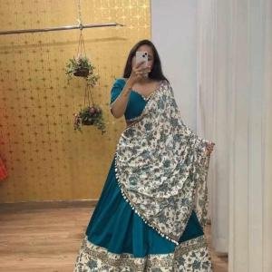 Blue Sequence Work Lehenga