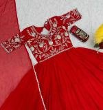Red Fox Georgette Embroidered Gown