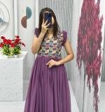 Wine Embroidered Gown