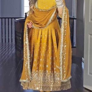 YELLOW PARTY WEAR LOOK DRESS