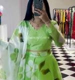 Green Fox Georgette Lehenga