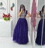 Blue Embroidered Gown