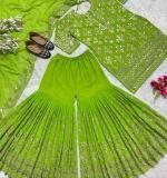Green Heavy Faux Georgette Dress