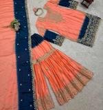 Havy Chinon Orange Designer Suit