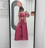 Pink Pure Tissue Simmer Party Wear Dress