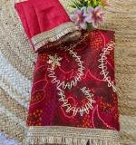 Beautiful Leheriya Gota Work Saree