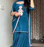 Natural Crep With Heavy Embroidery Work Dress