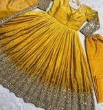 YELLOW PARTY WEAR LOOK DRESS