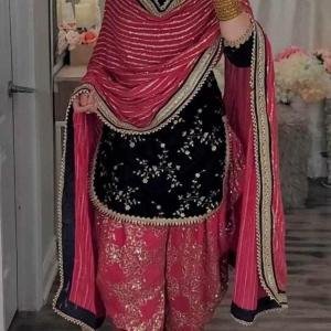 Pink Top Dhoti Salwar and Dupatta
