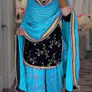 Blue Top Dhoti Salwar and Dupatta
