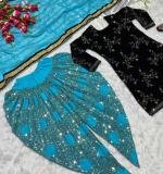 Blue Top Dhoti Salwar and Dupatta