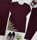 Natural crep silk Beads with moti Party Wear Dress