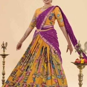Chent Crep kalamkari print Lehenga